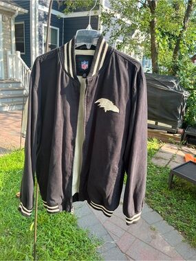 NFL Baltimore Ravens Black & Gold Satin Jacket size large